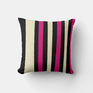 Black White Hot Pink Stripes Cool Simple Pattern Kussen