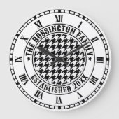 Black & White Houndstooth Familienaam Datum Est Grote Klok (Voorkant)