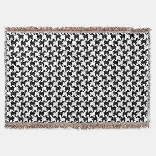 Black White Houndstooth met honden Drow Blanket Deken