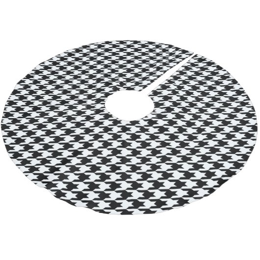 Black White Houndstooth Pattern Kerstboom Rok (Gekanteld)