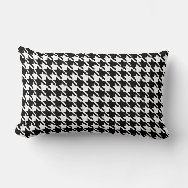 Black White Houndstooth Trendy Checkered Kussen (Voorkant)