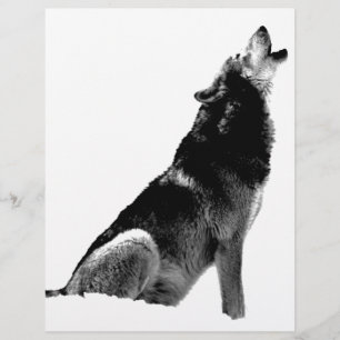 Black White Howling Wolf