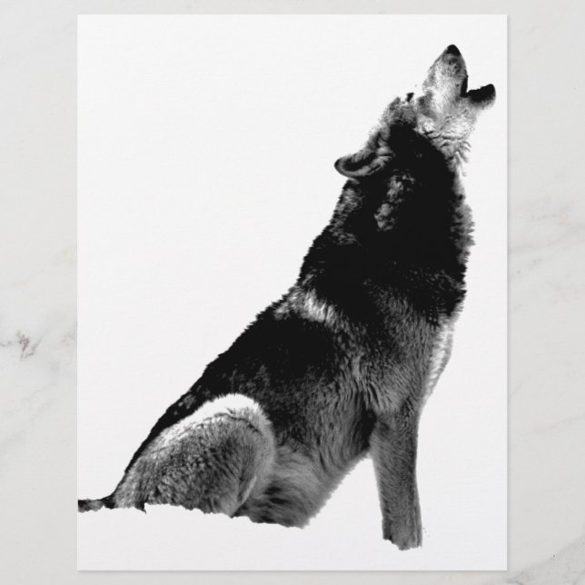 Black White Howling Wolf (Voorkant)