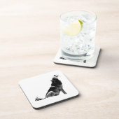 Black White Howling Wolf Bier Onderzetter (Rechterzijde)