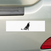 Black White Howling Wolf Bumpersticker (Op auto)