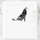 Black White Howling Wolf Rechthoekige Sticker (Tas)