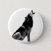 Black White Howling Wolf Ronde Button 5,7 Cm (Voorkant)