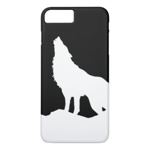 Black & White Howling Wolf Silhouette iPhone 8 Plus / 7 Plus Hoesje