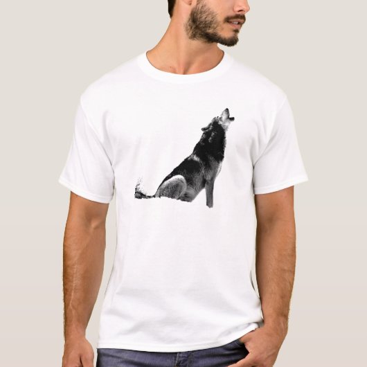 Black White Howling Wolf T-shirt (Voorkant)
