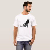Black White Howling Wolf T-shirt (Voorkant volledig)
