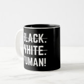 Black White Human Tweekleurige Koffiemok (Voorkant links)