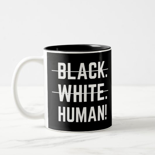 Black White Human Tweekleurige Koffiemok (Links)