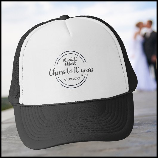 Black & White Husbands 10th Wedding Anniversary Trucker Pet