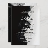 Black & White Ink Art Wedding Invitation (Devant / Derrière)