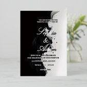 Black & White Ink Art Wedding Invitation Folie Uitnodiging (Staand Voorkant)