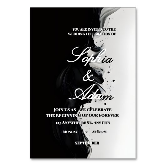 Black & White Ink Art Wedding Invitation Kaart (Voorkant)