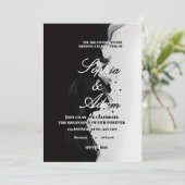 Black & White Ink Art Wedding Invitation Kaart (Staand voorkant)