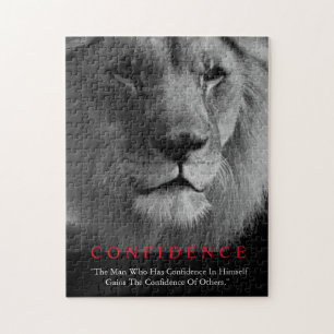 Black White Inspirerend Confidential Lion Legpuzzel