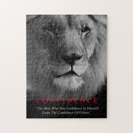 Black White Inspirerend Confidential Lion Legpuzzel (Verticaal)