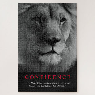 Black White Inspirerend Confidential Lion Legpuzzel