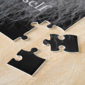 Black White Inspirerend Confidential Lion Legpuzzel (Zijkant)