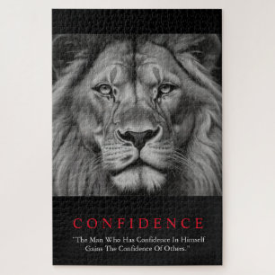 Black White Inspirerend Confidential Lion Legpuzzel
