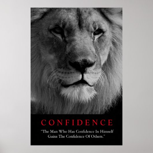 Black White Inspirerend Confidential Lion Poster (Voorkant)