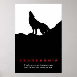 Black White Inspirerend Leadership Wolf Pop Art Poster