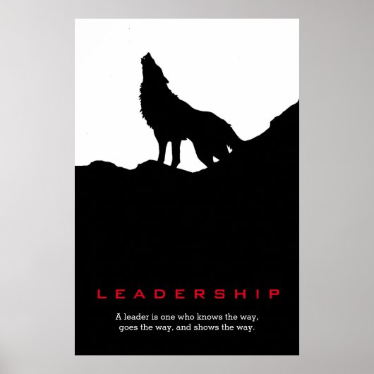 Black White Inspirerend Leadership Wolf Pop Art Poster (Voorkant)