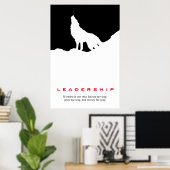 Black White Inspirerend Leadership Wolf Pop Art Poster (Thuiskantoor)