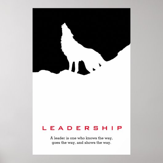Black White Inspirerend Leadership Wolf Pop Art Poster (Voorkant)