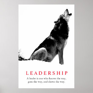 Black White Inspirerend Leadership Wolf Poster