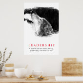 Black White Inspirerend Leadership Wolf Poster (Keuken)