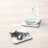 Black White Inspirerend Wolf Eyes Bier Onderzetter (Rechterzijde)