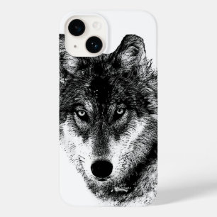 Black White Inspirerend Wolf Eyes Case-Mate iPhone 14 Hoesje