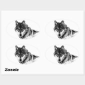 Black White Inspirerend Wolf Eyes Ovale Sticker (Vel)