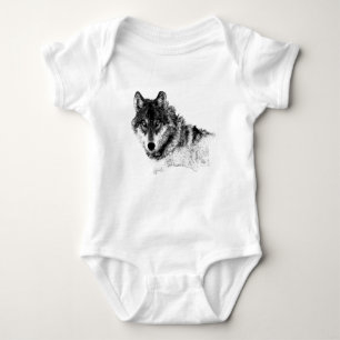 Black White Inspirerend Wolf Eyes Romper