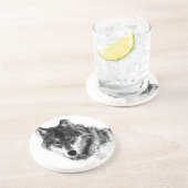 Black White Inspirerend Wolf Eyes Zandsteen Onderzetter (Zijkant)