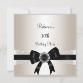 Black White Jewel Bow 30th Birthday Silver Sepia Kaart (Voorkant)
