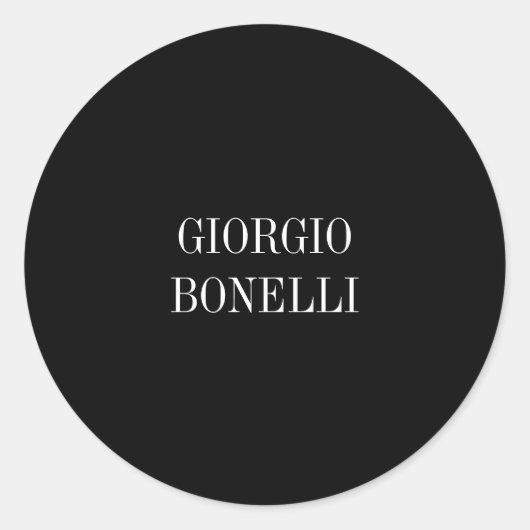 Black White Jouw naam minimalistisch Personal mode Ronde Sticker (Voorkant)