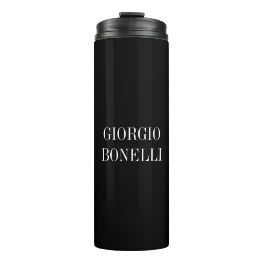 Black White Jouw naam minimalistisch Personal mode Thermosbeker (Voorkant)