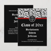 Black/White Justice Scales Law School Afstuderen Kaart (Voorkant / Achterkant)