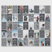 Black White Kerstmis Aanpassing van collage Foto Cadeaupapier (Vlak)