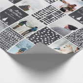 Black White Kerstmis Aanpassing van collage Foto Cadeaupapier (Hoek)