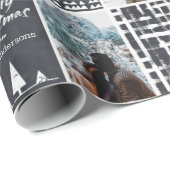 Black White Kerstmis Aanpassing van collage Foto Cadeaupapier (Rol Hoek)