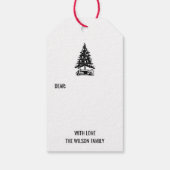  Black White KerstTree-feestdag Cadeaulabel (Achterkant)