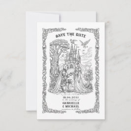 Black White Knight Bride Castle Gothic Wedding  Save The Date