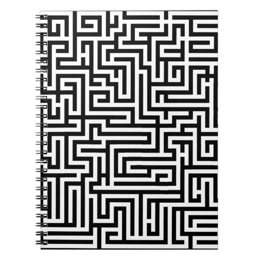 Black & White Labyrinth Maze Pattern Notitieboek (Voorkant)