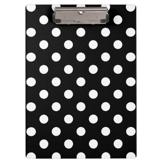 Black White Large Polka Dot Pattern Klembord (Voorkant)