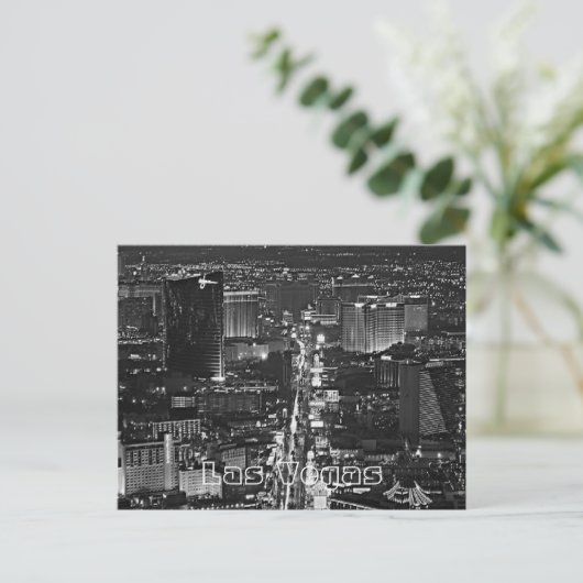 Black & White Las Vegas Strip Postcard Briefkaart (Staand voorkant)